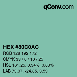 Color code: HEX #80C0AC | qconv.com