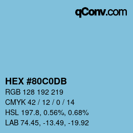 颜色代码: HEX #80C0DB | qconv.com