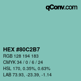 颜色代码: HEX #80C2B7 | qconv.com