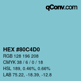 颜色代码: HEX #80C4D0 | qconv.com