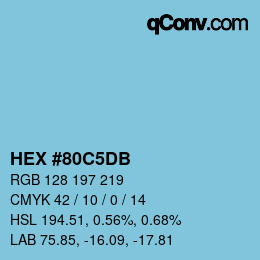 颜色代码: HEX #80C5DB | qconv.com