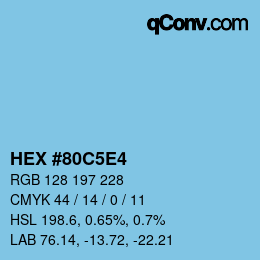 カラーコード: HEX #80C5E4 | qconv.com