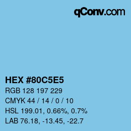 颜色代码: HEX #80C5E5 | qconv.com