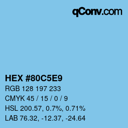 カラーコード: HEX #80C5E9 | qconv.com