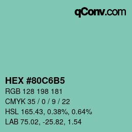 カラーコード: HEX #80C6B5 | qconv.com
