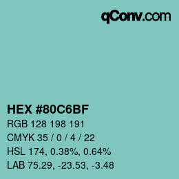 Código de color: HEX #80C6BF | qconv.com