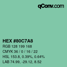 颜色代码: HEX #80C7A8 | qconv.com