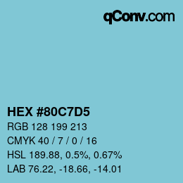 カラーコード: HEX #80C7D5 | qconv.com