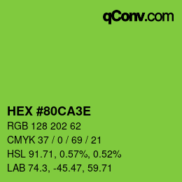 Color code: HEX #80CA3E | qconv.com
