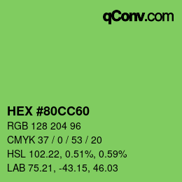 カラーコード: HEX #80CC60 | qconv.com