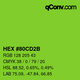 カラーコード: HEX #80CD2B | qconv.com