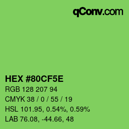 カラーコード: HEX #80CF5E | qconv.com