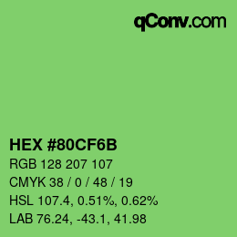 カラーコード: HEX #80CF6B | qconv.com