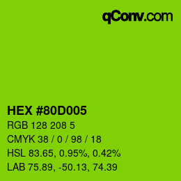 Farbcode: HEX #80D005 | qconv.com