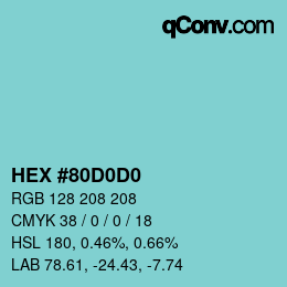カラーコード: HEX #80D0D0 | qconv.com
