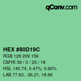 Farbcode: HEX #80D19C | qconv.com