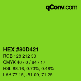 颜色代码: HEX #80D421 | qconv.com
