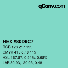 Color code: HEX #80D9C7 | qconv.com