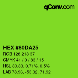 颜色代码: HEX #80DA25 | qconv.com