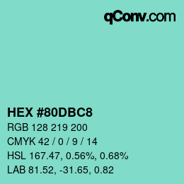 颜色代码: HEX #80DBC8 | qconv.com