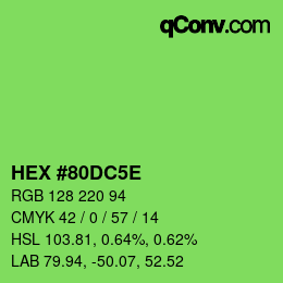 Farbcode: HEX #80DC5E | qconv.com