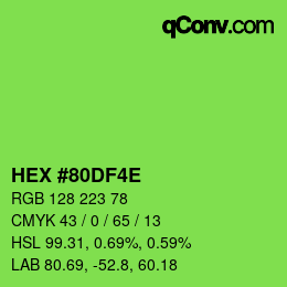 Color code: HEX #80DF4E | qconv.com