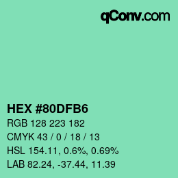 カラーコード: HEX #80DFB6 | qconv.com