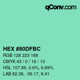 カラーコード: HEX #80DFBC | qconv.com
