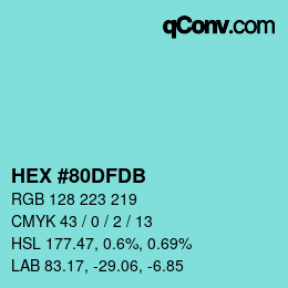 Color code: HEX #80DFDB | qconv.com