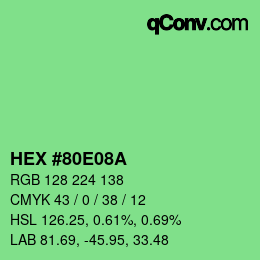 カラーコード: HEX #80E08A | qconv.com
