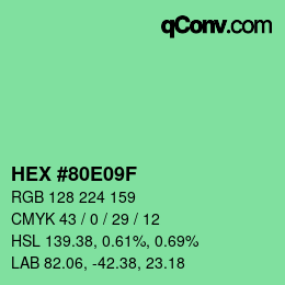 颜色代码: HEX #80E09F | qconv.com