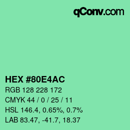 カラーコード: HEX #80E4AC | qconv.com