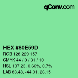 颜色代码: HEX #80E59D | qconv.com