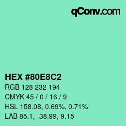 カラーコード: HEX #80E8C2 | qconv.com
