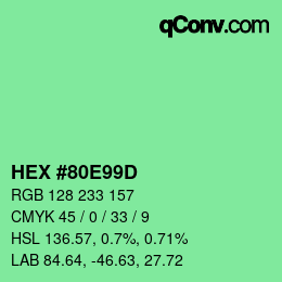 カラーコード: HEX #80E99D | qconv.com