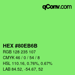 颜色代码: HEX #80EB6B | qconv.com