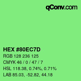 カラーコード: HEX #80EC7D | qconv.com