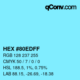 Color code: HEX #80EDFF | qconv.com