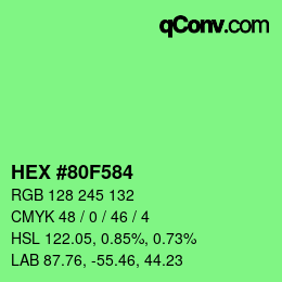 颜色代码: HEX #80F584 | qconv.com