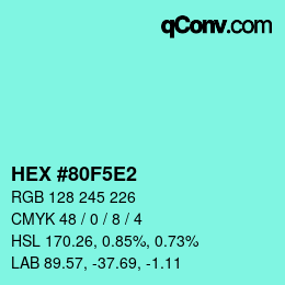 カラーコード: HEX #80F5E2 | qconv.com