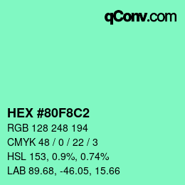 カラーコード: HEX #80F8C2 | qconv.com