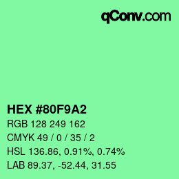 Color code: HEX #80F9A2 | qconv.com