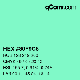 Color code: HEX #80F9C8 | qconv.com