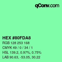 カラーコード: HEX #80FDA8 | qconv.com