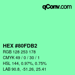 カラーコード: HEX #80FDB2 | qconv.com