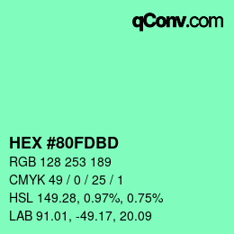 Color code: HEX #80FDBD | qconv.com