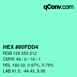 カラーコード: HEX #80FDD4 | qconv.com