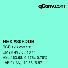カラーコード: HEX #80FDDB | qconv.com
