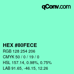 カラーコード: HEX #80FECE | qconv.com