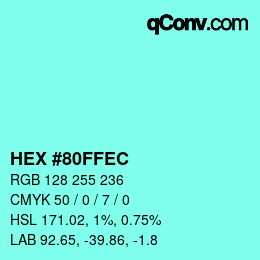 カラーコード: HEX #80FFEC | qconv.com